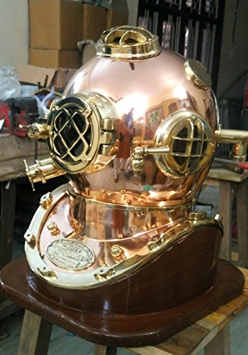 Nagina International Famous Mark V MkV Replica koppar och mässingshjälm med bas dykning dykare gammal hjälm utrustning antik