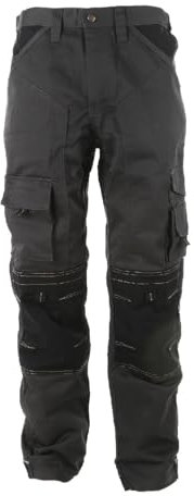 Apache Workwear Men's Site Trousers | APKHT Polycotton Holster Trouser | Grey/Black 30W x 33L | Cordura Side Cargo Pocket | Low Rise Comfort Waist | Reinforced Hem Knee Pad and Phone Pocket