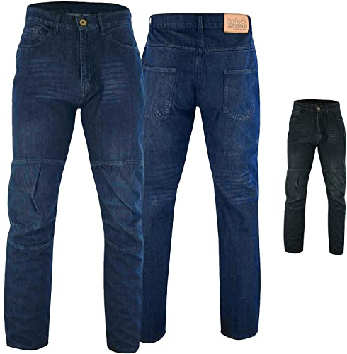 German Wear Denim Motorradjeans Motorradhose Futter aus Aramidfasern Jeans inkl. Protektoren 40W / 34L Blau