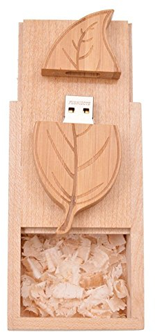 Speicherstick 16GB USB 2.0 Stick Holz-Blatt USB Flash Laufwerk 16 GB Memory Stick Daten-Speicherung Pendrive Geburtstagsgeschenk Mit Holzkiste Geschenke by FEBNISCTE