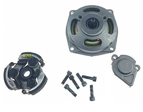 RV-Parts Kupplungsglocke mit Abdeckung + Kupplung 47/49 CCM - Set - 6 Zähne 25H- Pocketbike - 49 CCM Dirtbike Kinder Motorrad mini Quad 25H