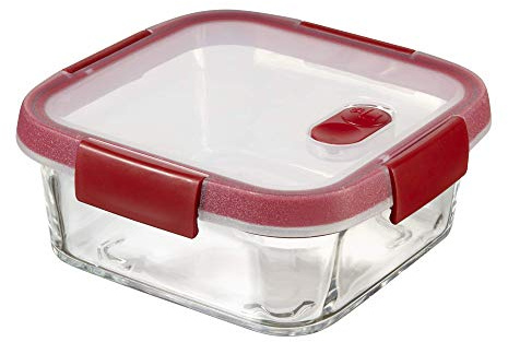 KETER Cook récipient en Verre, Transparent/Rouge, 16 x 16 x 7 cm