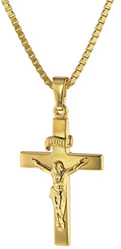 trendor Kruzifix 24 mm Gold 333 (8 Karat) mit Goldplattierter Kette 75286-60 60 cm