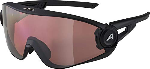 ALPINA 5W1NG Q - Verspiegelte, Kontrastverstärkende & Beschlagfreie Sport- & Fahrradbrille Mit 100% UV-Schutz Für Erwachsene, black matt, One Size
