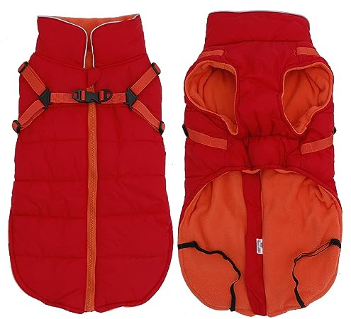 babepet Warmer Dackel-Mantel mit hohem Kragen und warmem Fleecefutter, Outdoor-Hundebekleidung mit verstellbaren Bändern für mittelgroße und große Hunde