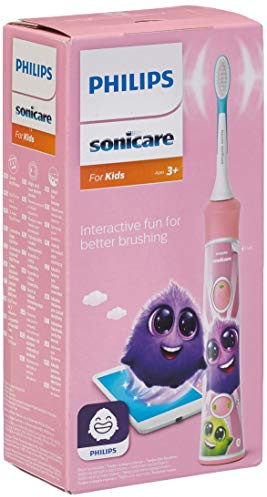 Philips Sonicare For Kids Elektrische Zahnbürste HX6352/42, Kinder länger, Für Kinder ab 3 Jahr, 2 Reinigungsprogramme, mobile Applikation, Farbaufkleber