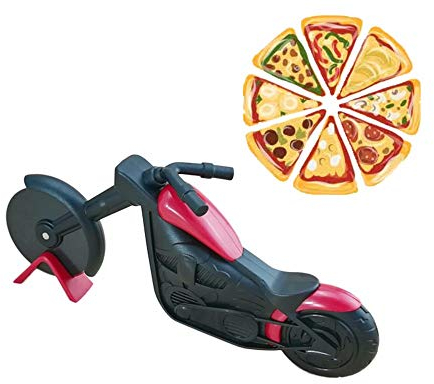 Roulette à pizza en forme de moto avec lame en acier inoxydable et support de présentation