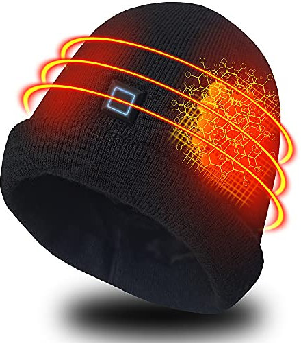 LPCRILLY Heated Hat Winter Head Warmer Electric Rechargeable Cap for Man and Women (Black)