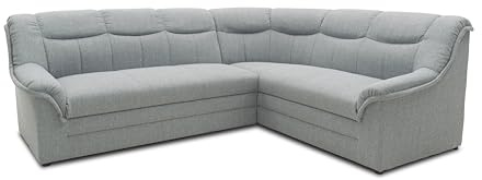 DOMO. collection Ecksofa Berlin, Schlaffunktion, Silber | 3 Sitzer links mit Schlaffunktion und Federkern für mehr Komfort, 205 x 250 x 89 cm (BxTxH)