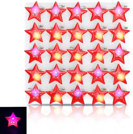 25Pcs LED Brosche, Weihnachtsbrosche Pin LED Leuchten Stern Abzeichen Brosche Blinklicht für Valentinstag Weihnachten Hochzeit Geburtstagsfeier Geschenke