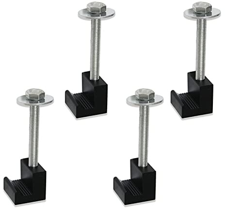 Tiardey 4Pcs Aluminum Mounting Clamps for Pickup Truck Tool Box Mount Tie Downs J Hook Crossover Tool box Pickup