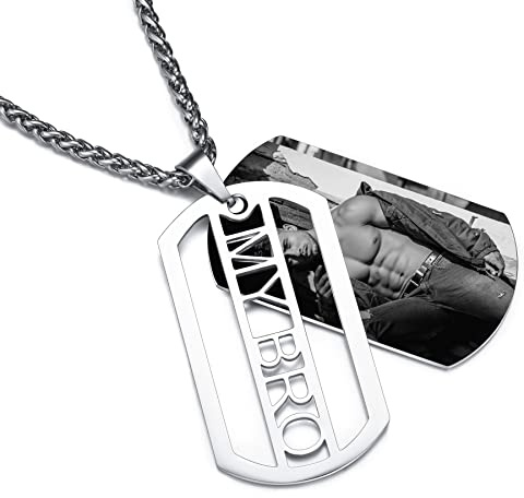 MeMeDIY Dog Tag Ketten Männer, Dogtag Kette mit Gravur, Männer Ketten mit Bild/Namen/Ausgeschnittenem Design, Geschenk für Freund, Vater, Outdoor-Enthusiasten (Stil3)