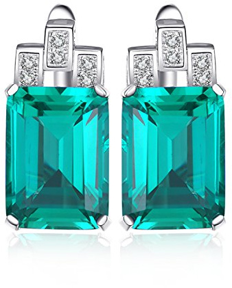 JewelryPalace Smaragdslipade 7,6ct örhängen Med Simulerad Smaragd Silver 925 Damer, Grönt Smyckeset, Statementörhängen Med ädelstenar i Silver Flickor, Stiftörhängen i Silver Med Sten Kvinnor Gåva