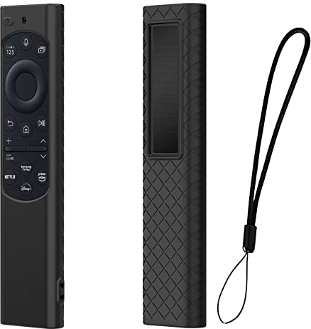 zoerbufan Funda para Samsung Solar 2022 BN59 Serie Control Remoto, Antideslizante Funda Silicona Compatible con Samsung Mando TV QLED 2021 Solar Remote con Cordón (Negro)