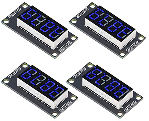 4 Stück TM1637 0,36-Zoll-LED-Display-Digitalröhre, 4-stelliges 7-Segment-5-V-Digitalröhren-Anzeigemodul (Blau MRA110D)