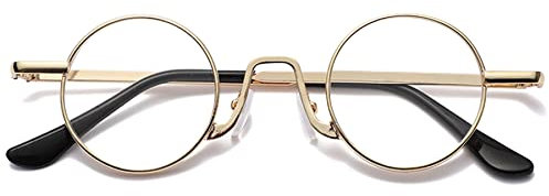 Lanomi Vintage Lesebrille Blaulichtfilter Rund Klein Metall Retro Lesehilfe Sehhilfe Anti Müdigkeit Brille mit Stärke Gold 2.5