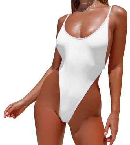 BKEPDY Costume Intero Donna con Scollo a U Sexy Costumi da Bagno con Spalline Regolabili Costumi da Bagno Interi Monokini con Controllo della Pancia Swimwear Mare