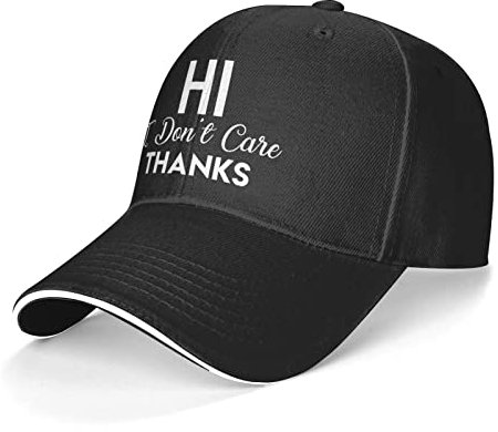 934 kvinnor män pappa hatt Hi I Don't Care Thanks truckerkeps böjd kant pappa keps låg profil smörgås keps för sport golf hiphop, Basebollkeps 80, M