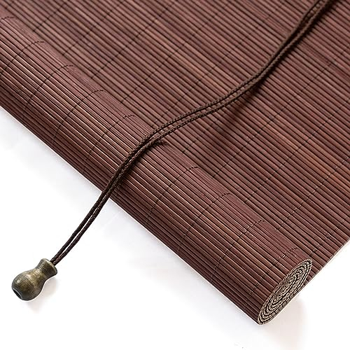 zhijiaqian456 Bambusrollo Sonnenschutz Sichtschutz Rollo Seitenzugrollo Raffrollos, Natur Holzrollos,für Fenster und Türen,Anpassbar,Braun (50 x 120 cm)
