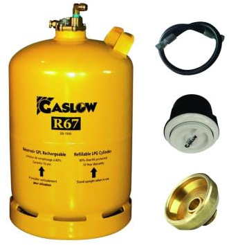 Gaslow Pack Bouteille GPL Rechargeable 11kg + Lyre + Boîte de Transfert Blanc + Adaptateur FR/IT