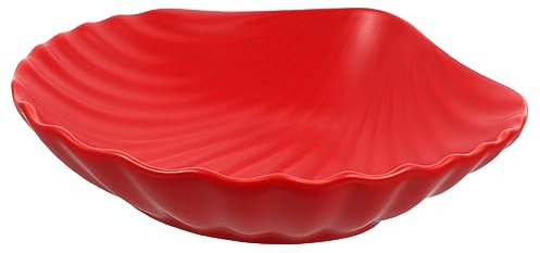 BESTonZON Salatteller Muschelform Keramik Rot Snackteller Obstteller Mehrzweck für Küche Wohnzimmer Esstisch Dessert Trockenfrüchte Süßigkeiten Schmuck Geschenkidee Container