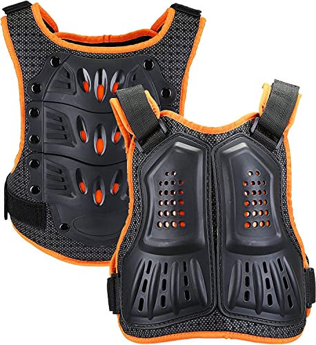Gilet da Moto per Bambini, Protezione per Il Petto, Protezione per Il Torace, con Protezioni per la Schiena, per Motocross, Pattinaggio, Sci a rotelle, Snowboard, L