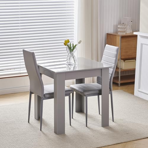 Redd Royal 75cm Square Wood Dining Table and Chairs Set of 2 for Small Compact Kitchen Diner