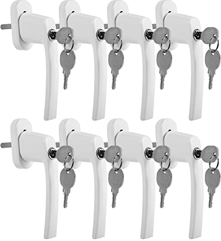 Yugodex 8 Stück Fenstergriffe Abschliessbar, Aluminium Fenstersicherung Kinder, Schloss Stiftlänge 35mm, Fensterschloss Balkontür Sicherung, mit 16 Schlüsseln, Weiß