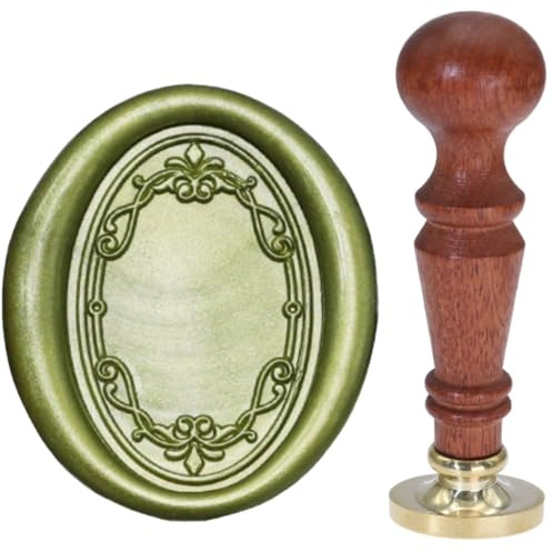 Rahmen Wachs Siegel Stempel, Atopbb 3D geprägter Rahmen Relief Carving Wachs Siegel Stempel, RahmenWachs StempelKopf Holz StempelGriff, WachsStempel für Brief Hochzeitseinladungen (F33)