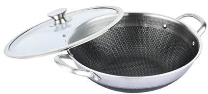 COFI 1453 Wok Topf Edelstahl Wabenstruktur Ø36cm Silber | Induktion, Anti Haft, Kratzfest