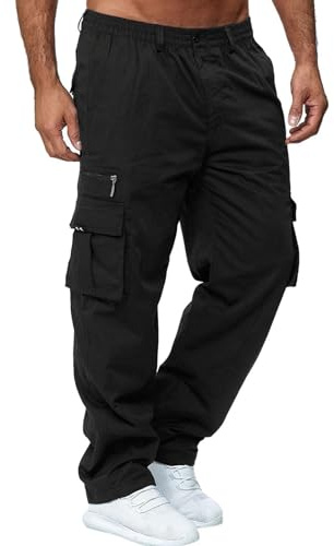 Générique Hommes Pantalons de Jogging Pantalons Cargo Pantalons de Sport Pantalon Cargo Pantalon Cargo Slim Fit Pantalon Elastique Homme Pantalon Homme Jean Slim Noir Extra Confort