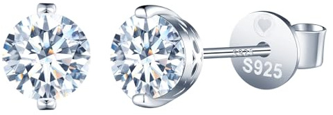 INFINIONLY Pendientes de diamantes para mujer: pendientes de plata 925 con 2 quilates moissanitas - 6,5 mm diamante redondo de color D claridad VVS1 con certificado GRA - Joyas de boda de fiesta