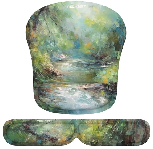 TECKNET Tapis de Souris et Repose-Poignet Clavier, Mouse Pad Ergonomique en Mousse à Mémoire pour Bureau Ordinateur, Gamer, Antidérapant, Imperméable, Flexibilité Pliable