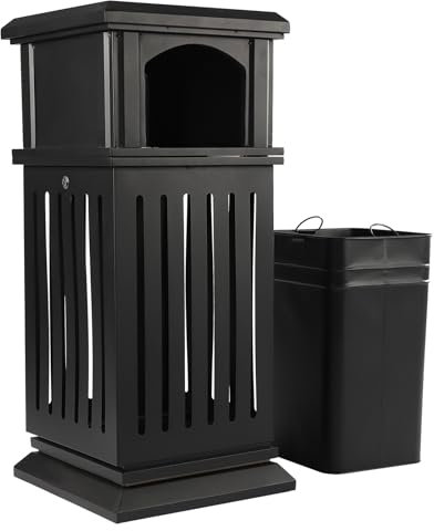 Cubo de Basura, Cubo de Basura para Exteriores con Tapa, Cubo de Basura para Exteriores/Interiores de 8,8 galones con Tapa abatible, Cubo de Basura, contenedor de residuos industriales, Cont