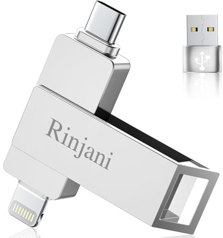 [Ohne App] Rinjani USB Stick 512GB für iPhone Apple Zertifizierter, USB C Stick MFi Lightning 3 in 1,USB 3.0 Externer Speicherstick Fotostick für iPhone,OTG Android Handy,iPad,Mac,Tablette,PC