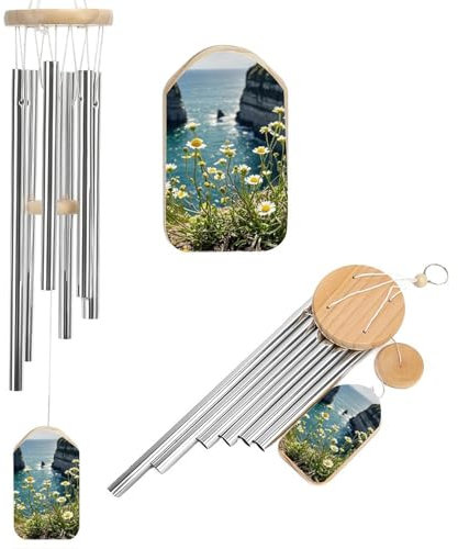 Sandblumen-Windspiel für draußen, einzigartige Aluminiumröhren, Gedenk-Windglocke, groß, tiefer Ton, Windspiel für Terrasse, Garten, Dekoration, Geschenk für Mutter, Frauen, Nachbarn