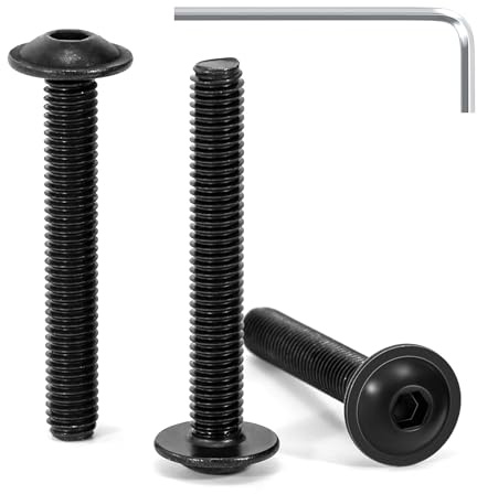 Tunejoy 30 Piezas Tornillos de Cabeza Alomada con Brida M5 x 35 mm Negro Tornillo de Cabeza Hexagonal de Acero Inoxidable A2 V2A Tornillos Máquina con llave Allen Rosca Completa
