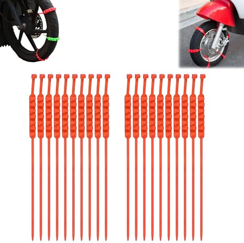 ARCHWANG Fascette stringicavo per catene da neve, per moto e biciclette, 20 catene antiscivolo per pneumatici per neve, fascette per pneumatici da neve, impugnature per pneumatici per moto per guida