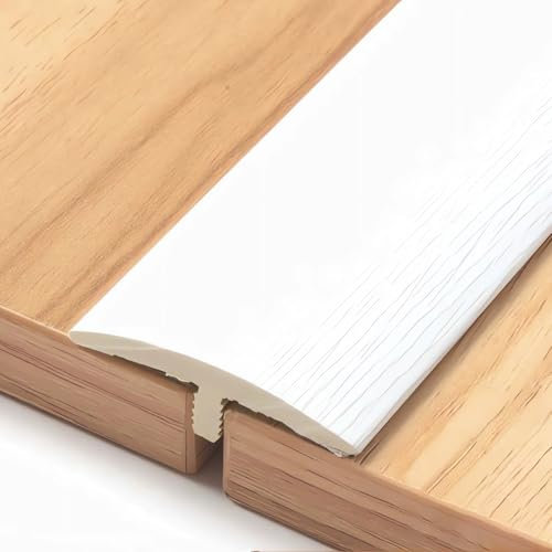 PVC Wood Grain Design, Glue-free Self-adhesive Wooden Floor Strips, T-shaped Door Threshold Strips, Door Seam Strips (90cm/2.95ft)(White)