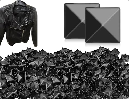 KAPSING 100 Stück Quadratische Nieten,Metall Krallen Punk Pyramide Spike Ledernieten,verwendet für Taschen Lederband Kleidung Schuhe Handschuhe DIY Dekoration(Schwarz)