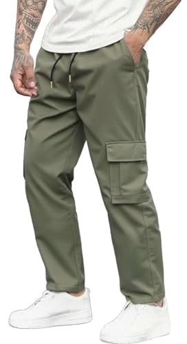 Pantaloni cargo casual da uomo con coulisse in vita elastica pantaloni cargo da combattimento pantaloni da jogging elasticizzati pantaloni della tuta con tasche multiple pantaloni tattici da trekking
