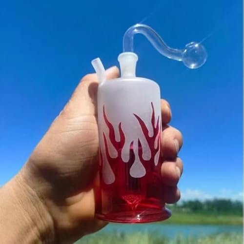 Smkoing Pipe Bong Glass Bong Red flame Pipe with 10mm Glass Bong bowl Water bongs Small Bong Dab Rig Oil Pipe Smoking bongs for Oil Bong (Red Bong)