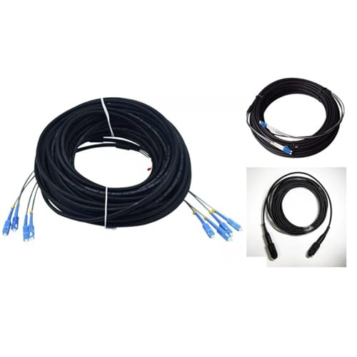 GHZHANG Cordon de raccordement extérieur 2/4 cœurs, 10m15m 30m, 7.0mm 2C 4C CPRI LC SC FC SM DVI, Fibre Optique de Cavalier FTTH étanche, blindée à 2 cœurs(LC-SC,2 Cores 15m 2pcs)