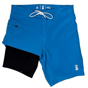 DRIFTLINE Wetsuit-Lined Boardshorts Royal Blue – Men’s Swim Trunks with Neoprene Liner 2-in-1 – Quick-Dry, Surf-Ready Fit, DWR Shell, Stretch Fabric, 32
