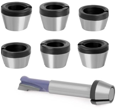 Changyeah Oberfräsen-Spannzangenfutter,6 Stück Spannzangen Adapter, Adapter Legierung Spannzangen Ersatzteile für Trimmer Werkzeug Kohlenstoffstahlmaterial(6,35 mm, 8 mm)