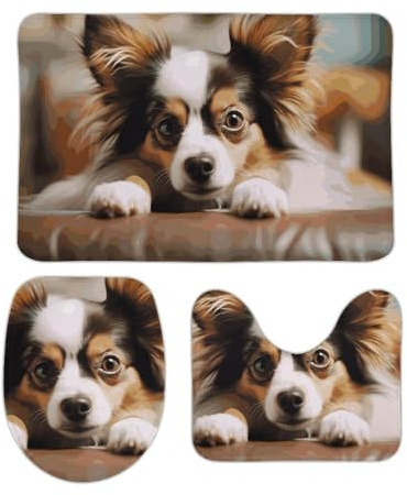 3 Piezas Juego De Alfombra De Baño Papillon Acostado Boca Abajo Alfombra De Ducha Antideslizantes Absorbentes Alfombras De Cama, para Dormitorio, Cocina, Bathroom