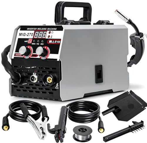 GEARFLOW 3 in 1 MIG Welder Inverter 270A DC MMA Gasless TIG ARC MIG Welding Machine 220V, 140 AMP MIG, with Welding Wire, Mask, Digital LED Dispaly