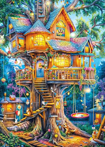 Puzzles 1000 Pieces for Adults jigsaw puzzles for adults-Fantasy Treehouse-1000 Piece Puzzle Classic Educational Games Beautiful Decoration Puzzle