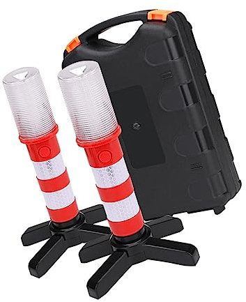 DECORNIJIA Lampe de Travail LED Urgence avec Support Détachable et Base Magnétique Lampe Stroboscopique de Sécurité pour Intervention Routière Réparation Voiture et Assistance Extérieur Rouge