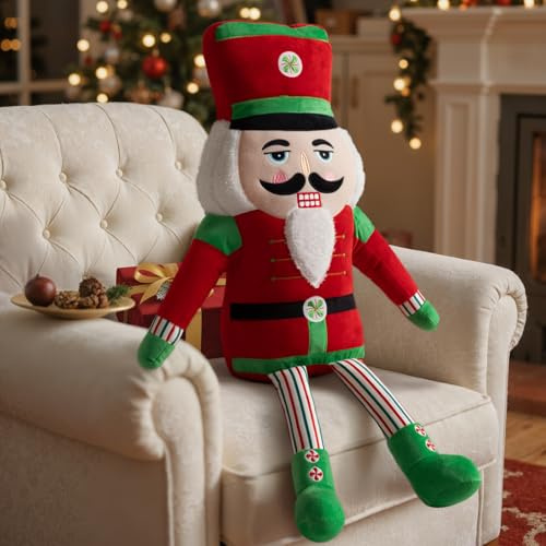 Lanpn Nutcracker Christmas Pillow Nutcracker Pillow Christmas Decoration Winter Throw Cushion for Sofa Living Room Bedroom Xmas Decor (23x33 inch, Red)